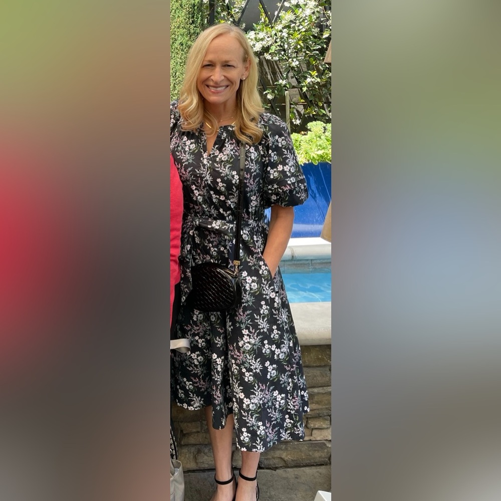 J Crew Cotton Floral Black Midi-dress - Picture 3 of 7